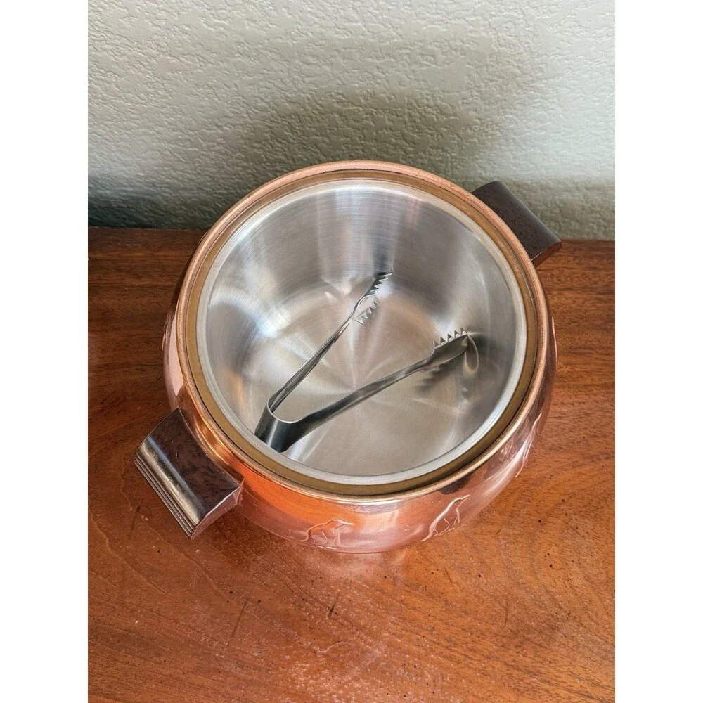 Vintage West Bend Penguin COPPER Hot & Cold Server Ice Bucket USA 1950s MCM